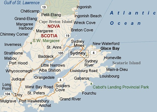 Sydney, Nova Scotia area map & More