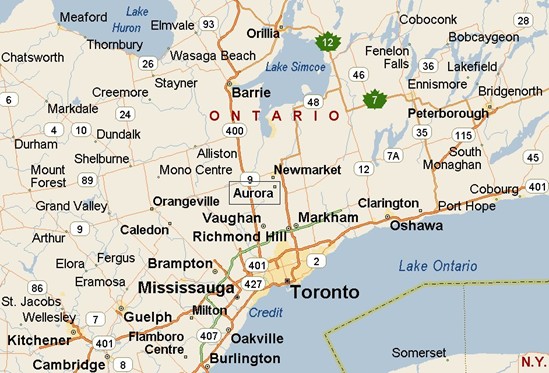 Aurora, Ontario Area Map & More