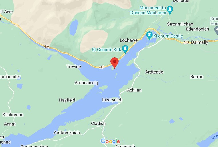 Where is Innis Chonain (island) (Loch Awe), Scotland (UK)? see area map ...