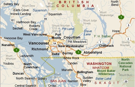 Pitt Meadows, British Columbia Area Map & More