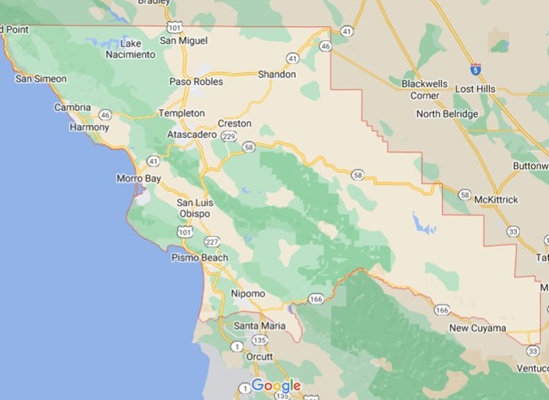 San Luis Obispo County, California area map & More