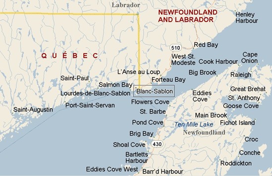 Blanc-Sablon, Quebec area map & More