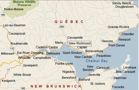 New Richmond, Quebec area map & More