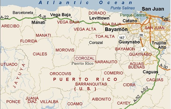 Corozal, Puerto Rico Area Map & More