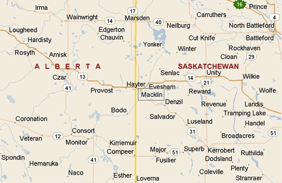 Macklin, Saskatchewan area map & More