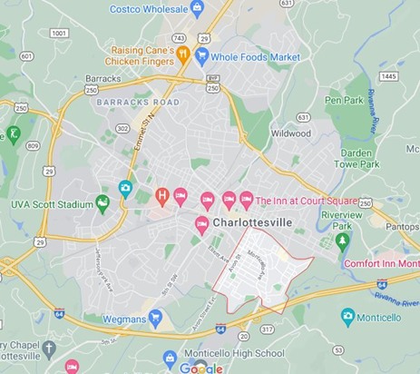 Where is Belmont [Charlottesville nbhd], Virginia? see area map & more