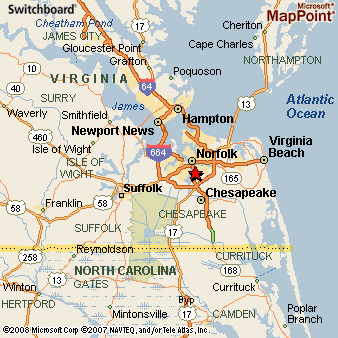 South Norfolk, Virginia Area Map & More