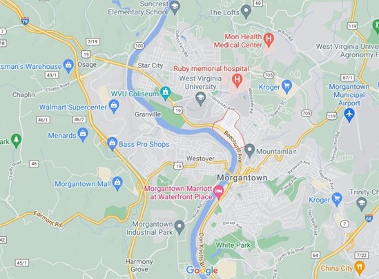 Sunnyside [Morgantown nbhd], West Virginia area map & More